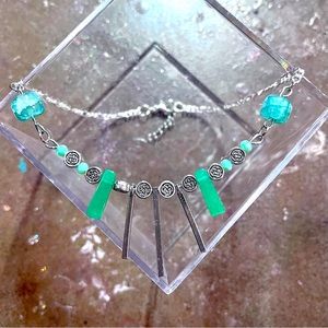 Tibetan Silver Jade & Agate Clavicle Bib Necklace